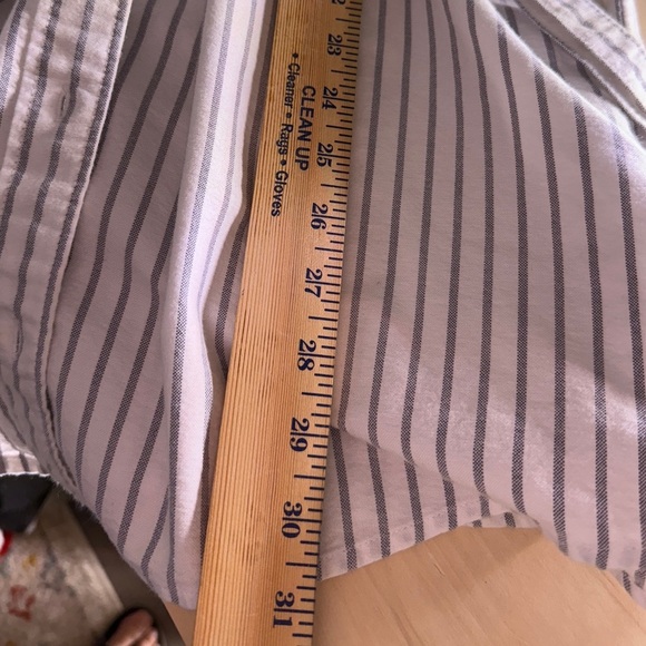 Abercrombie & Fitch Mini Striped White and Light Blue Belted Shirt Dress - Picture 6 of 9